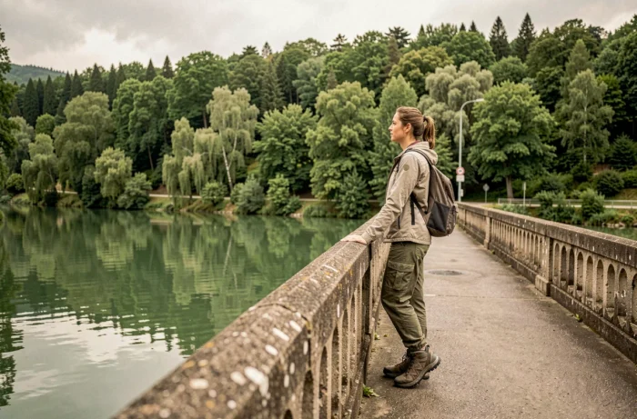 Pont sur la Bidasoa à Dancharia marquant la frontière entre la France et l'Espagne au Pays Basque