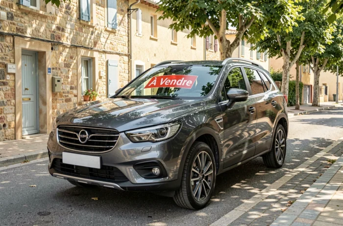 SUV d'occasion à vendre dans une rue d'un village provençal près de Rognac